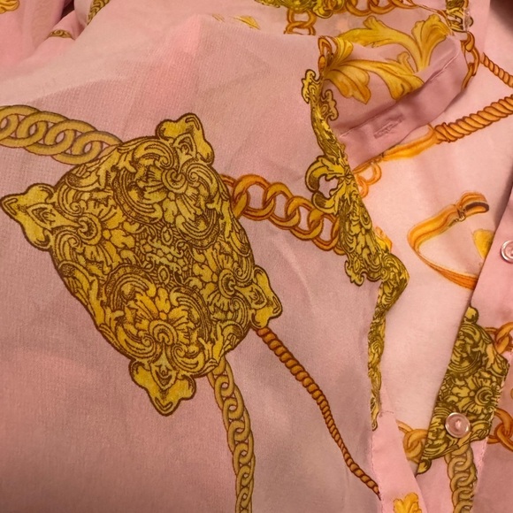 Print Sheer Button-Up Blouse (Size S) - Picture 3 of 6